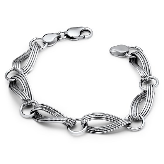 Sterling Silver Polished & Textured Link Bracelet Sterling Silver Polished & Textured Link Bracelet
